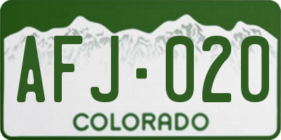 CO license plate AFJ020