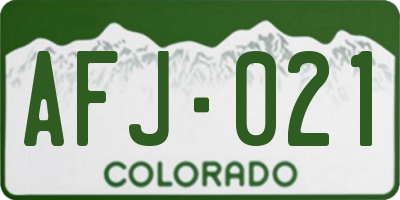 CO license plate AFJ021