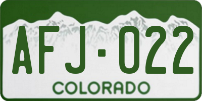 CO license plate AFJ022
