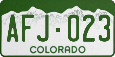 CO license plate AFJ023