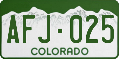 CO license plate AFJ025