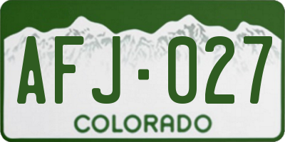 CO license plate AFJ027