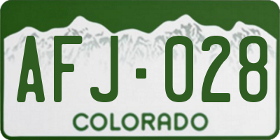CO license plate AFJ028