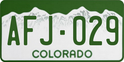 CO license plate AFJ029