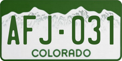 CO license plate AFJ031