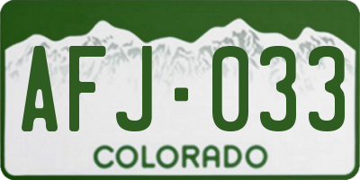 CO license plate AFJ033