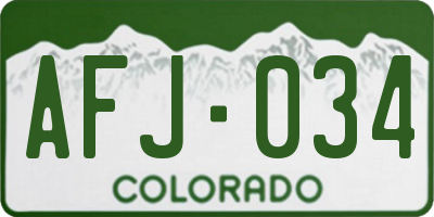 CO license plate AFJ034