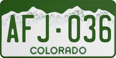 CO license plate AFJ036