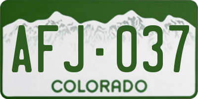 CO license plate AFJ037