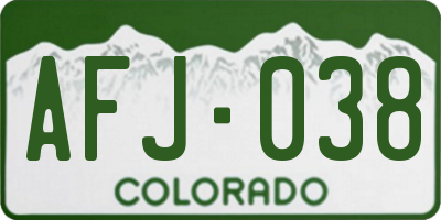 CO license plate AFJ038