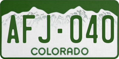 CO license plate AFJ040