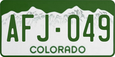 CO license plate AFJ049