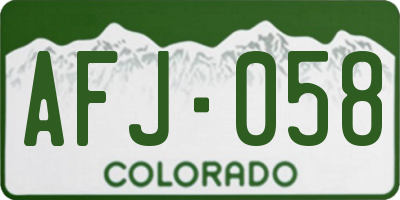 CO license plate AFJ058