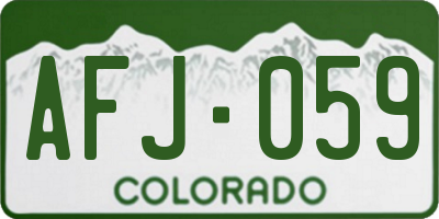 CO license plate AFJ059