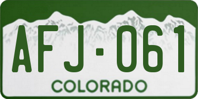 CO license plate AFJ061