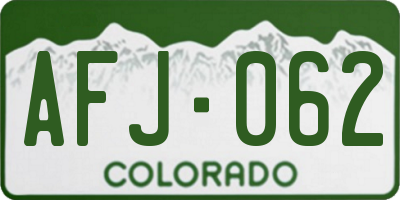 CO license plate AFJ062