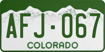 CO license plate AFJ067