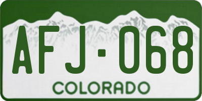 CO license plate AFJ068