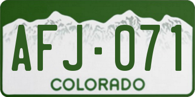 CO license plate AFJ071