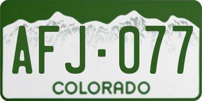 CO license plate AFJ077