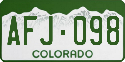 CO license plate AFJ098