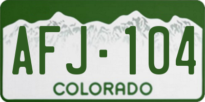 CO license plate AFJ104