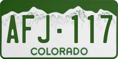CO license plate AFJ117