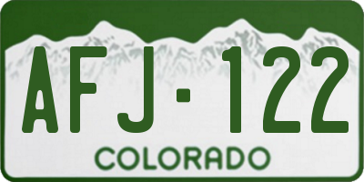 CO license plate AFJ122