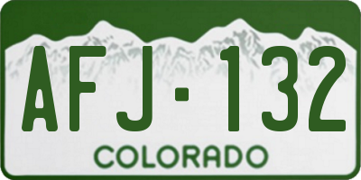 CO license plate AFJ132