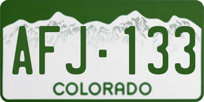 CO license plate AFJ133