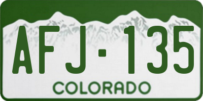 CO license plate AFJ135