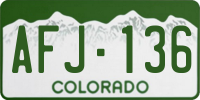 CO license plate AFJ136