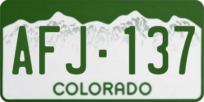 CO license plate AFJ137