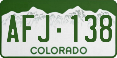 CO license plate AFJ138