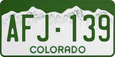 CO license plate AFJ139