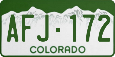 CO license plate AFJ172