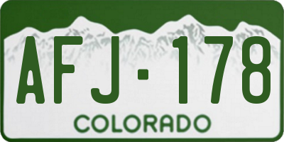 CO license plate AFJ178