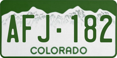 CO license plate AFJ182