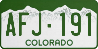 CO license plate AFJ191