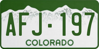 CO license plate AFJ197