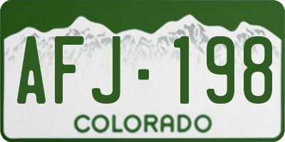 CO license plate AFJ198