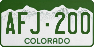 CO license plate AFJ200