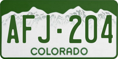 CO license plate AFJ204
