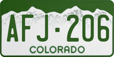 CO license plate AFJ206