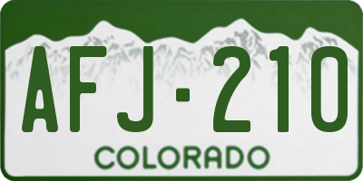 CO license plate AFJ210