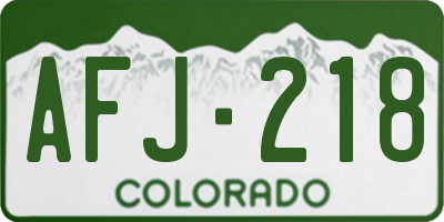 CO license plate AFJ218