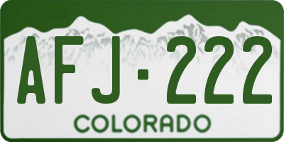 CO license plate AFJ222