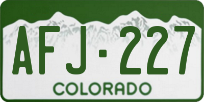 CO license plate AFJ227