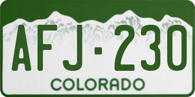 CO license plate AFJ230
