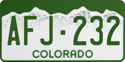 CO license plate AFJ232